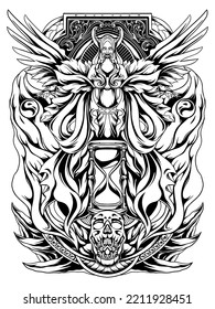 arte de línea de diseño de vector de ángel oscuro