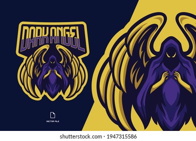 Dark Angel With Wings Mascot Logo Illustration