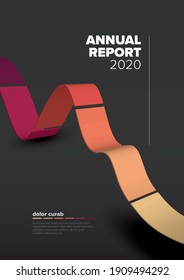 Dark Annual report cover template with abstract graph