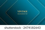 Dark aquamarine green and blue modern abstract background with gradient rounded squares and golden lines. Vintage design