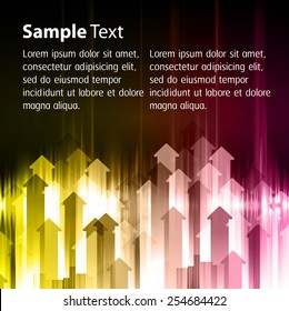 Dark arrow colorful Light Abstract Technology background for computer graphic website internet. text box. Brochure. Sound waves