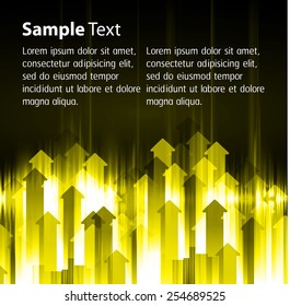 Dark arrow yellow Light Abstract Technology background for computer graphic website internet. text box. Brochure. Sound waves