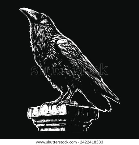 Dark Art Crows Raven Bird with Skull and Bones Grunge Vintage Old School Style illustration for Merch