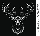 Dark Art Deer Stag Beast With Big Horn Animal Skull Horror Vintage Grunge Style illustration for Merch