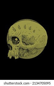 Dark art Skull Demon Head human Black art Illustration