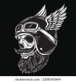 Dibujo personalizado de la motocicleta de casco antiguo de tatuaje de tatuaje de color oscuro del arte del cráneo del hombre de la cara