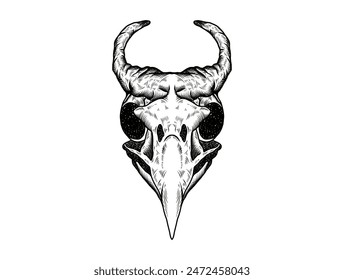Dark art vector Horned bird design