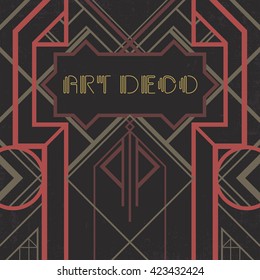 Dark artdeco abstract geometric background. Art deco style, trendy vintage design element. Pastel pink and green grill on a black messy backdrop. Decorative template with geometric parallel lines.