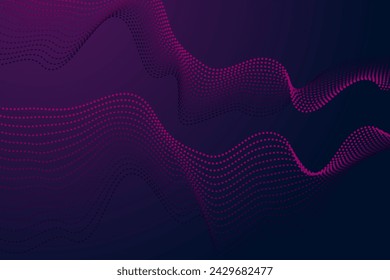 Dark asbtract particel wave background, line waves bright