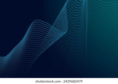 Dark asbtract particel wave background, line waves bright