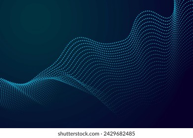 Dark asbtract particel wave background, line waves bright