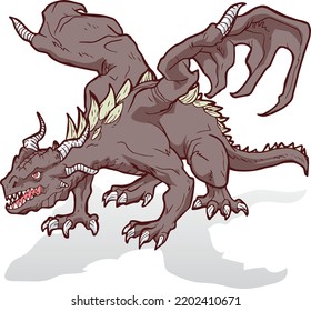 Ilustración del vector de color de la bestia del monstruo del dragón de ceniza oscuro