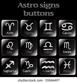 dark astro sign buttons, abstract vector art illustration