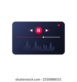 Interfaz de usuario oscura del reproductor de audio con controles esenciales como rebobinar, detener y ver el álbum. Ideal para una experiencia de escucha moderna y sin interrupciones en plataformas digitales.