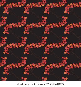 Dark autumn seamless pattern with rowanberries. Autumn background. Vector illustration