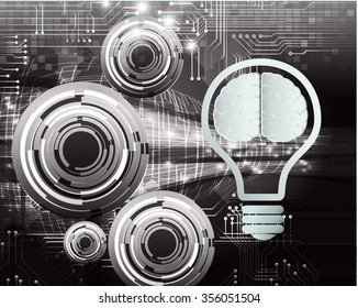Dark back Light Abstract Technology background for computer graphic website internet business. circuit. vector illustration. infographics. motion move blur.neon. Brainstorm, Brain. Bulb Ideas