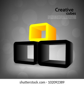 Dark background with 3d elements and circle