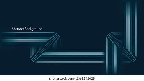 dark background with abstract blue glowing circular lines. circular, blue, reflective lines. retro design. Line drawing with geometric stripes. futuristic idea of the present. a vector-based image