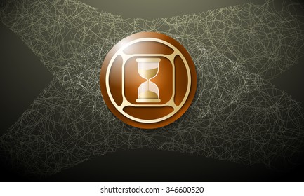 Dark background with abstract cobweb and sand glass