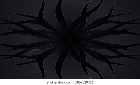 Dunkler Hintergrund mit abstrakten Flusslinien und floralem Muster.