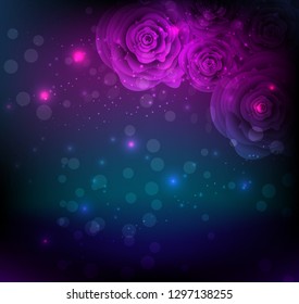 Dark background with abstract glowing roses