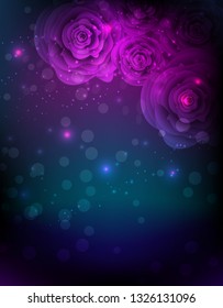 Dark background with abstract glowing roses
