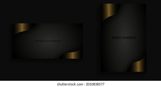 dark background with abstract golden lines with shadows for cover, poster, banner, billboard