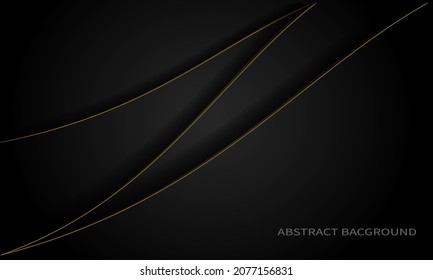 dark background with abstract golden lines with shadows