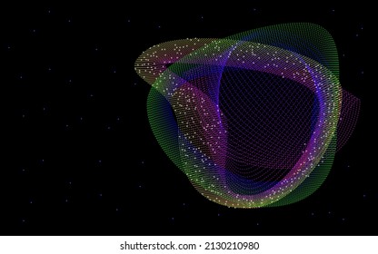 Dark background with abstract graphic element with highlights and stars