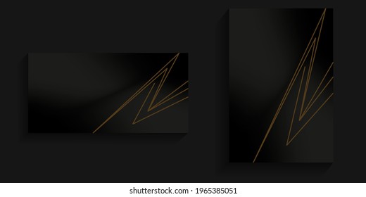 Dark background with abstract lines on the right in gold for card backgrounds, social media backgrounds, banners