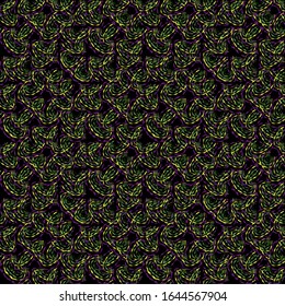 dark background with abstract ornaments in the form of waves of violet and dark green colors, seamless pattern vector