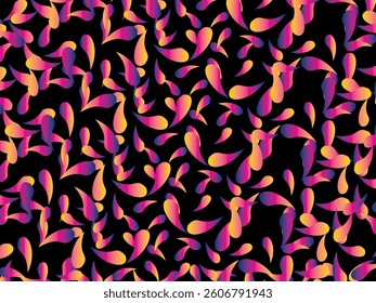 Dark background with abstract pattern of colorful water drops.