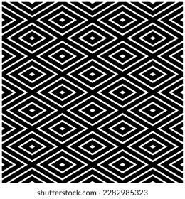 Dark background with abstract shapes. Black and white texture. Seamless monochrome repeating pattern for web page, textures, card, poster, fabric, textile.