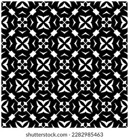 Dark background with abstract shapes. Black and white texture. Seamless monochrome repeating pattern for web page, textures, card, poster, fabric, textile.