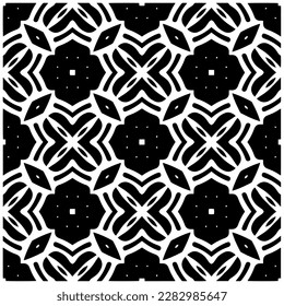 Dunkler Hintergrund mit abstrakten Formen. Schwarz-Weiß-Textur. Nahtlose monochrome Wiederholung Muster für Webseiten, Texturen, Karten, Poster, Gewebe, Textilien.