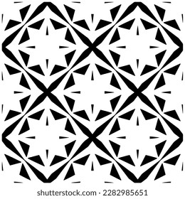 Dark background with abstract shapes. Black and white texture. Seamless monochrome repeating pattern for web page, textures, card, poster, fabric, textile.