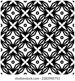 Dark background with abstract shapes. Black and white texture. Seamless monochrome repeating pattern for web page, textures, card, poster, fabric, textile.
