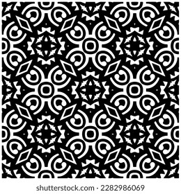 Fondo oscuro con formas abstractas. Textura en blanco y negro. Patrón de repetición monocromo sin inconvenientes para páginas web, texturas, tarjeta, afiche, tela, textil.