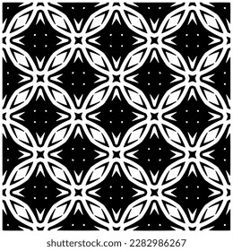 Dark background with abstract shapes. Black and white texture. Seamless monochrome repeating pattern for web page, textures, card, poster, fabric, textile.