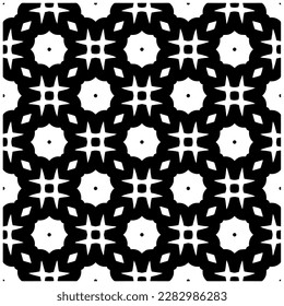 Dark background with abstract shapes. Black and white texture. Seamless monochrome repeating pattern for web page, textures, card, poster, fabric, textile.