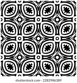 Dunkler Hintergrund mit abstrakten Formen. Schwarz-Weiß-Textur. Nahtlose monochrome Wiederholung Muster für Webseiten, Texturen, Karten, Poster, Gewebe, Textilien.