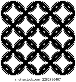 Dark background with abstract shapes. Black and white texture. Seamless monochrome repeating pattern for web page, textures, card, poster, fabric, textile.