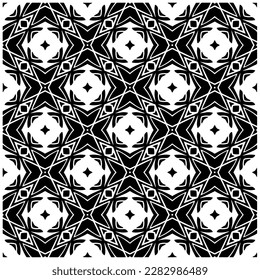 Dunkler Hintergrund mit abstrakten Formen. Schwarz-Weiß-Textur. Nahtlose monochrome Wiederholung Muster für Webseiten, Texturen, Karten, Poster, Gewebe, Textilien.