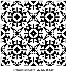 Dark background with abstract shapes. Black and white texture. Seamless monochrome repeating pattern for web page, textures, card, poster, fabric, textile.