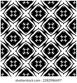 Dark background with abstract shapes. Black and white texture. Seamless monochrome repeating pattern for web page, textures, card, poster, fabric, textile.