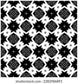 Dark background with abstract shapes. Black and white texture. Seamless monochrome repeating pattern for web page, textures, card, poster, fabric, textile.