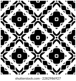 Dunkler Hintergrund mit abstrakten Formen. Schwarz-Weiß-Textur. Nahtlose monochrome Wiederholung Muster für Webseiten, Texturen, Karten, Poster, Gewebe, Textilien.