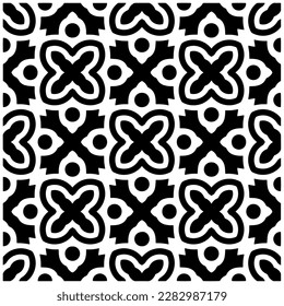 Dunkler Hintergrund mit abstrakten Formen. Schwarz-Weiß-Textur. Nahtlose monochrome Wiederholung Muster für Webseiten, Texturen, Karten, Poster, Gewebe, Textilien.