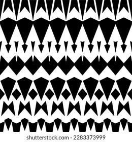 Dark background with abstract shapes. Black and white texture. Seamless monochrome repeating pattern for web page, textures, card, poster, fabric, textile.