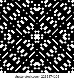 Dark background with abstract shapes. Black and white texture. Seamless monochrome repeating pattern for web page, textures, card, poster, fabric, textile.
